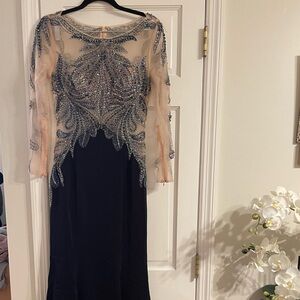 Elegant Black and Silver Embellished Evening Gown